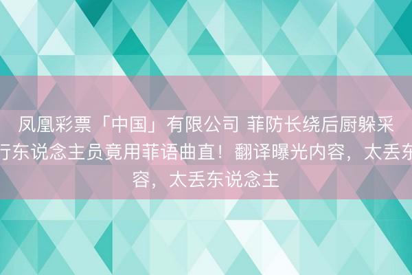 凤凰彩票「中国」有限公司 菲防长绕后厨躲采访，随行东说念主员竟用菲语曲直！翻译曝光内容，太丢东说念主