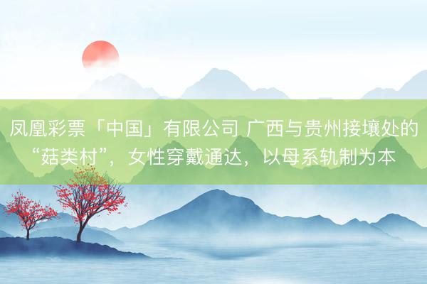 凤凰彩票「中国」有限公司 广西与贵州接壤处的“菇类村”，女性穿戴通达，以母系轨制为本