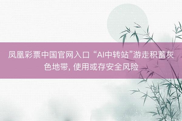 凤凰彩票中国官网入口 “AI中转站”游走积蓄灰色地带， 使用或存安全风险